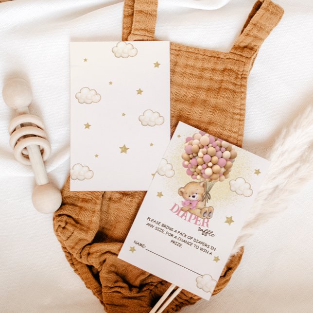 Björnballonger Blöja Lotteri Boho Rosa Tilläggskort (Skapare uppladdad)