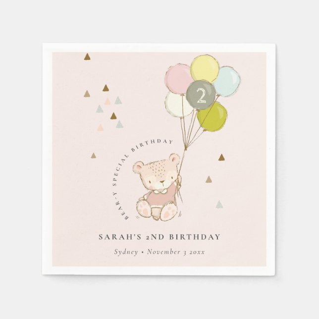 Björnballonger för kute och vattenbruk oavsett åld pappersservett (Framsidan)