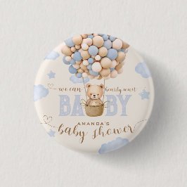 Björnballonger knappt väntar baby boy shower knapp