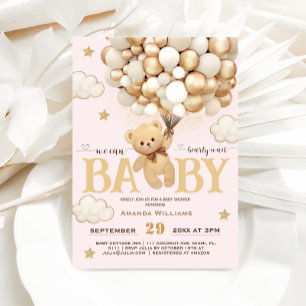 Björnballonger knappt väntar på baby shower-inbjud inbjudningar