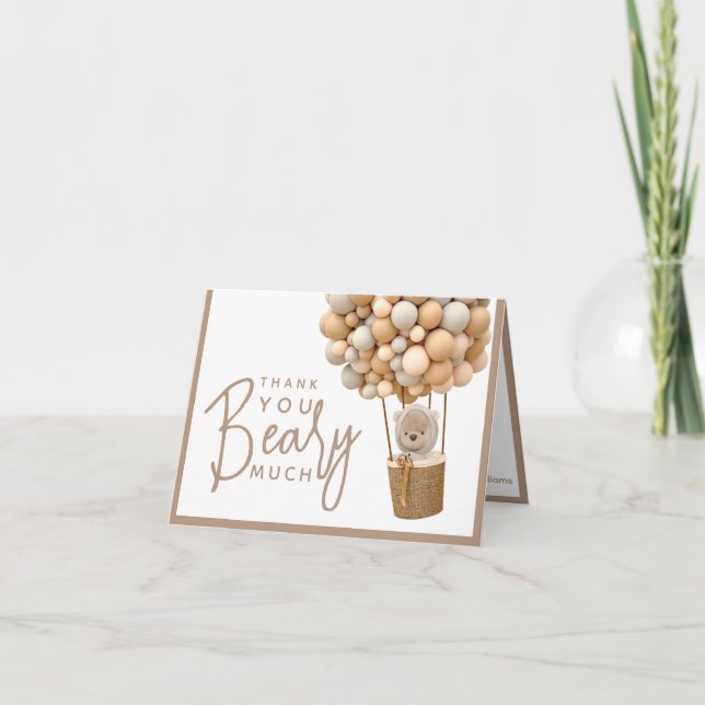 Björnballonger Modern könsneutral babyvisningsprog Tack Kort (Framsida)