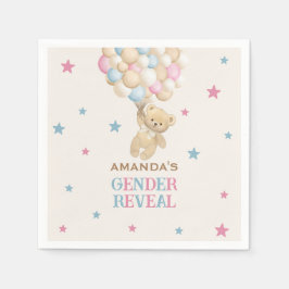 Björnballonger och stjärnor Rosa Blue Gender Revea Pappersservett
