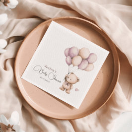 Björnballonger Pastel Lila Baby Shower Pappersservett