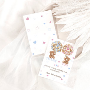 Björnballonger rosa blå Baby Shower Könsbestämning Tack Kort