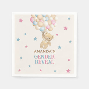 Björnballonger & stjärnor Rosa Blå Könsbestämning Pappersservett