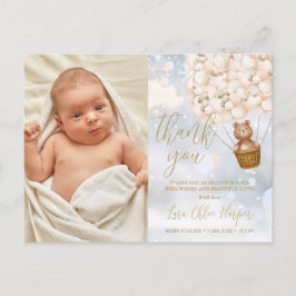 Björnballonger Tack Vinterbaby Foto Födelse Meddelande Vykort