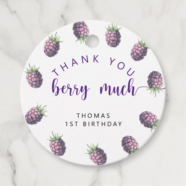 Björnbär födelsedagsfest tack så mycket gåvor etiketter (Framsida)