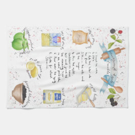 Björnbär och Apple smulpaj illustrerat recept Kökshandduk