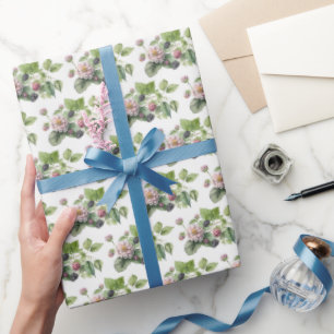 Björnbär och Blommar på vita Presentpapper