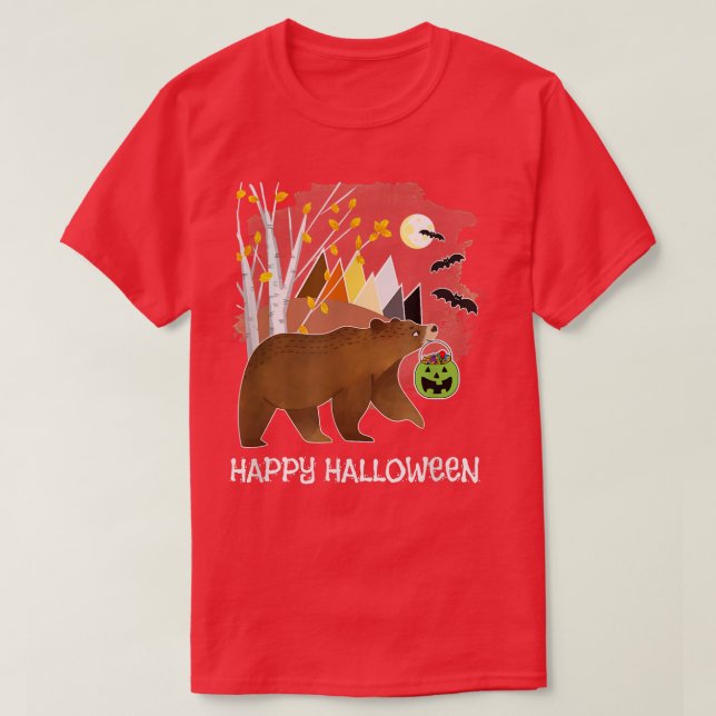 Björnbergen i happy halloween Birch Träd Fa T Shirt (Design framsida)