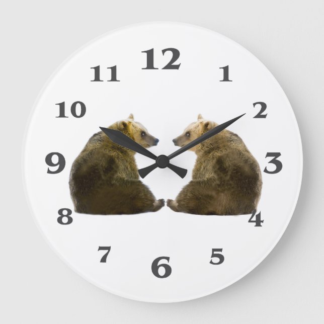 Björnbild för Round-Large-Wall-Clock Stor Klocka (Framsida)