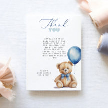 Björnblå babybabyskor - tackkort