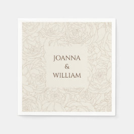 Björnblankor från Beige personlig elegant bröllop Pappersservett