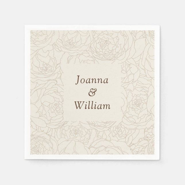 Björnblankor från Beige personlig elegant bröllop Pappersservett (Framsidan)