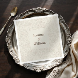 Björnblankor från Beige personlig elegant bröllop Pappersservett