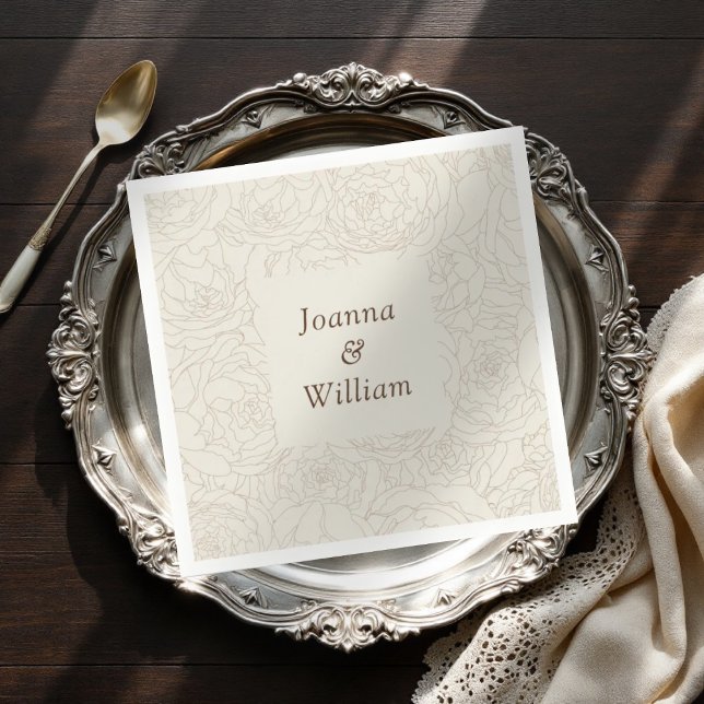 Björnblankor från Beige personlig elegant bröllop Pappersservett (Skapare uppladdad)