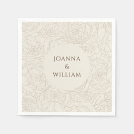 Björnblankor från Beige personlig elegant bröllop Pappersservett