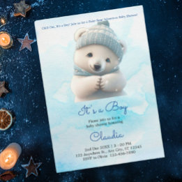 Björnblått barn i Polarna Bear Blue Shower its Boy Inbjudningar