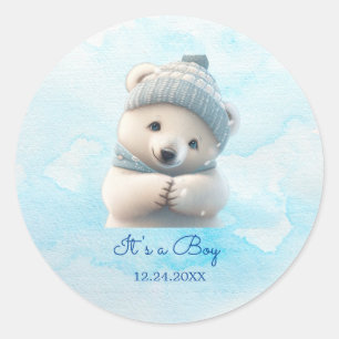 Björnblått barn i Polarna Bear Blue Shower its Boy Runt Klistermärke