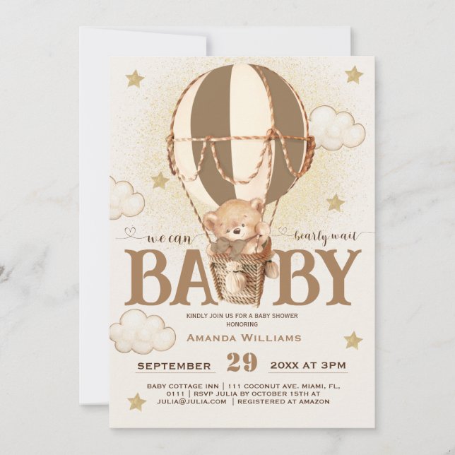 Björnbollar knappt väntar Baby Shower Inbjudan (Framsida)