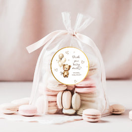 Björnbollar Neutral Söt Baby Shower Tackkort Runt Klistermärke