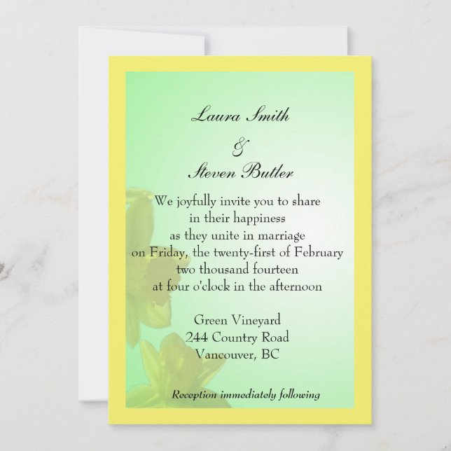 Björnbröllopsinbjudan, tulippblommor inbjudningar (Framsida)