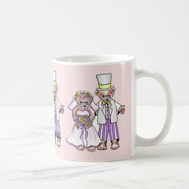 Björnbrud och brudgum bröllopsmugg kaffemugg (Höger)