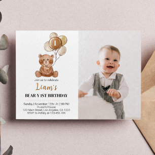Björnbubbla för Bear Nalle Birthday-inbjudan Tack Kort