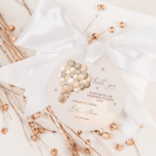 Björnbubblor Brown Barly Wait Baby Shower Gåvor Etiketter (Skapare uppladdad)