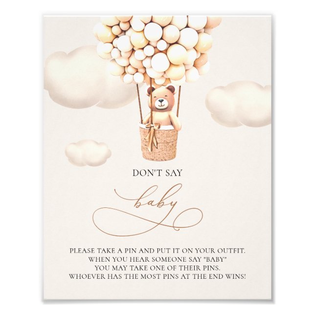 Björnbubblor - säg inte BABY - Underteckna Fototryck (Framsidan)