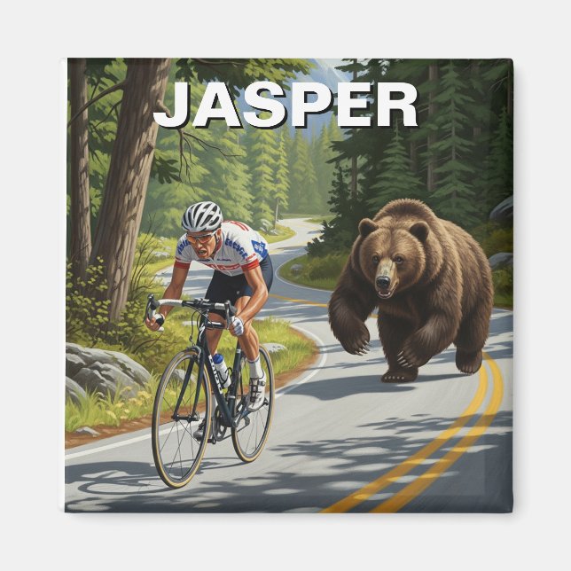 Björnchningscyklist Jasper Kanada Magnet (Framsidan)