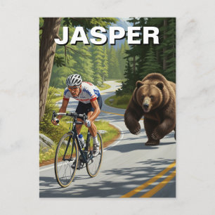 Björnchningscyklist Jasper Kanada Vykort