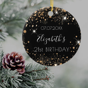 Björndagen guld glitter damm namn elegant julgransprydnad keramik