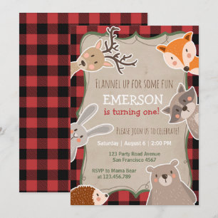 Björndags - inbjudan Lumberjack Fox Bear