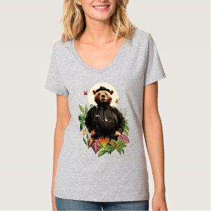 Björndetektiv i blomsterkollage t shirt