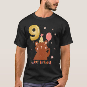 Björndjur 9:e födelsedagsflicka B dag 9 Ålder T Shirt