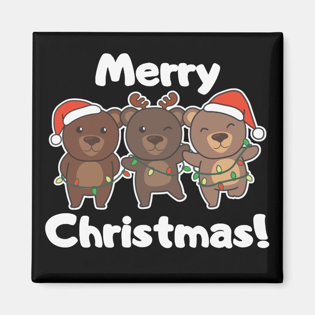Björndjur Bears God jul Magne Magnet (Framsidan)