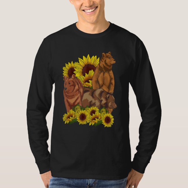Björndjur Hippie Solrosskogdjur T Shirt (Framsida)