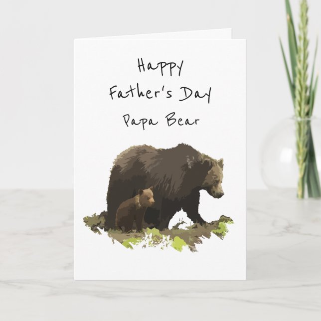Björnen lycklig Fars dag Pappa, Pappa, Far Kort (Framsida)