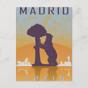 Björnen Madrid Spanien vintage resor Vykort