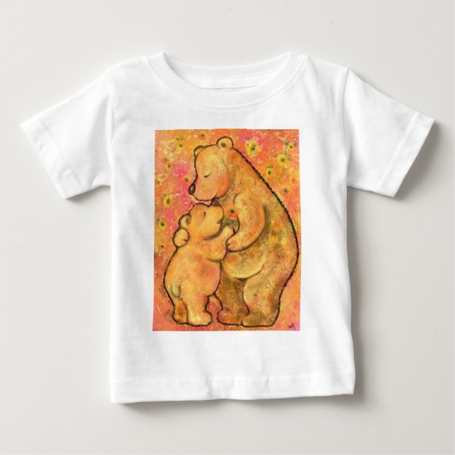 Björnen mamma och Baby - Hug - T Shirt (Framsida)