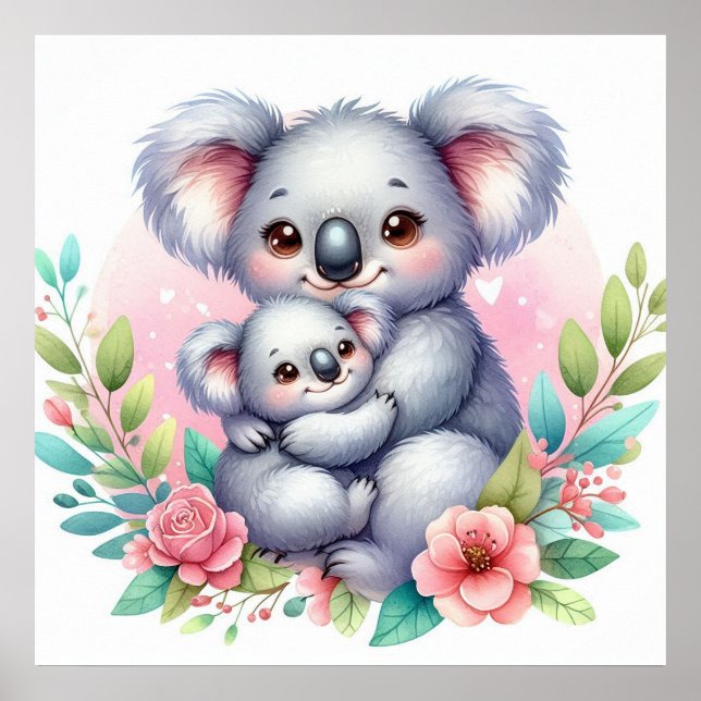 Björnen mamma och Baby Koala Poster (Framsidan)