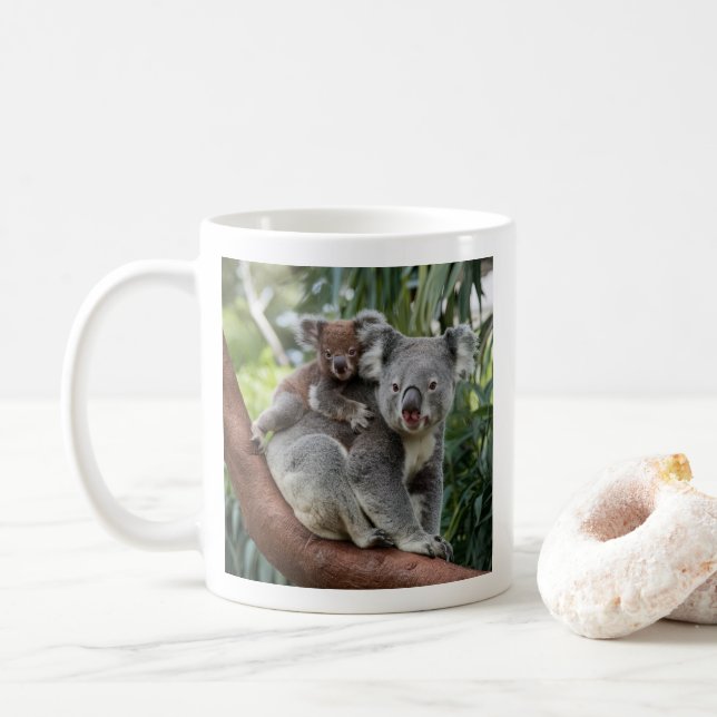 Björnen mor och Baby Koala Kaffemugg (Med munk)