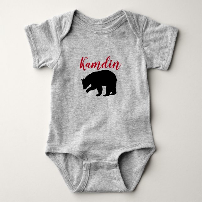 Björnen personlig, Baby, Kostym Red Buffalo Black  T Shirt (Framsida)