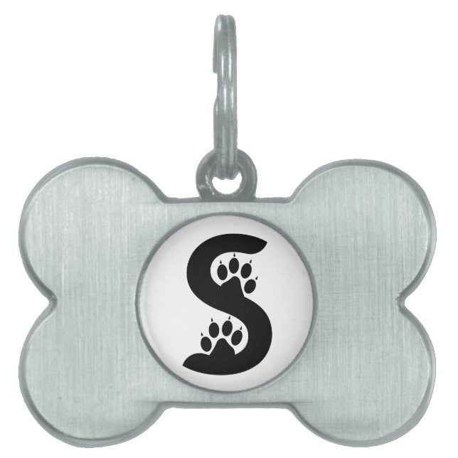 Björnens fotavtrycksbokstav S monogram ID-bricka Husdjur (Framsidan)