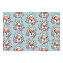 Björnfamilj God jul blå röd