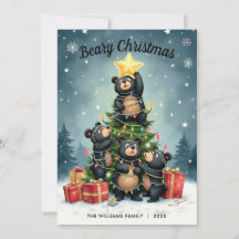 Björnfamiljens julgradsnamn julkort