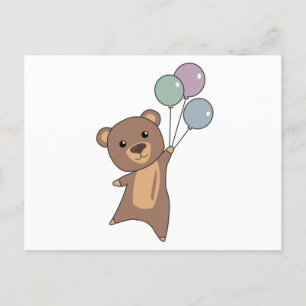 Björnfjädrar upp med ballonger och kuterier vykort