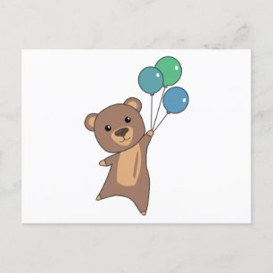 Björnfjädrar upp med ballonger och kuterier vykort