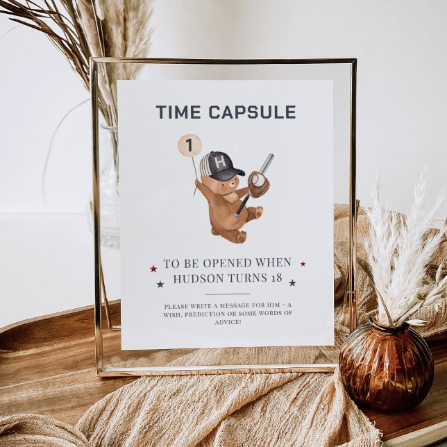 Björnhäst på födelsedag - Poster av tidskapsel (Rookie 1st Birthday Bear - Time Capsule Poster)